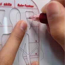1 buc. set de rigle șablon pentru desen la modă, riglă pentru design vestimentar cu figură umană, riglă de măsurare curbată cu hârtie A4 pentru tipare și manual de instrucțiuni - Stiluri multiple - Vizualizare 6