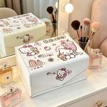 SANRIO 1个三丽鸥首饰盒，专为收纳耳环、戒指、项链和卡片而设计。小巧便携，适合旅行携带，配有2个可调节隔板，方便整理各种物品。饰有可爱的卡通Hello Kitty图案，是情人节或生日送给女友或闺蜜的绝佳礼物。 - 彩色 - 查看 5
