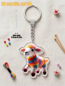 1pc Colorful Knitted Animal Acrylic Keychain, High-Definition Printing On Acrylic Material, Unisex Bag Charm, Car Rearview Mirror Pendant, Suitable For Key Organizer, Personal Decoration, Party Favor - Multicolor - View 14