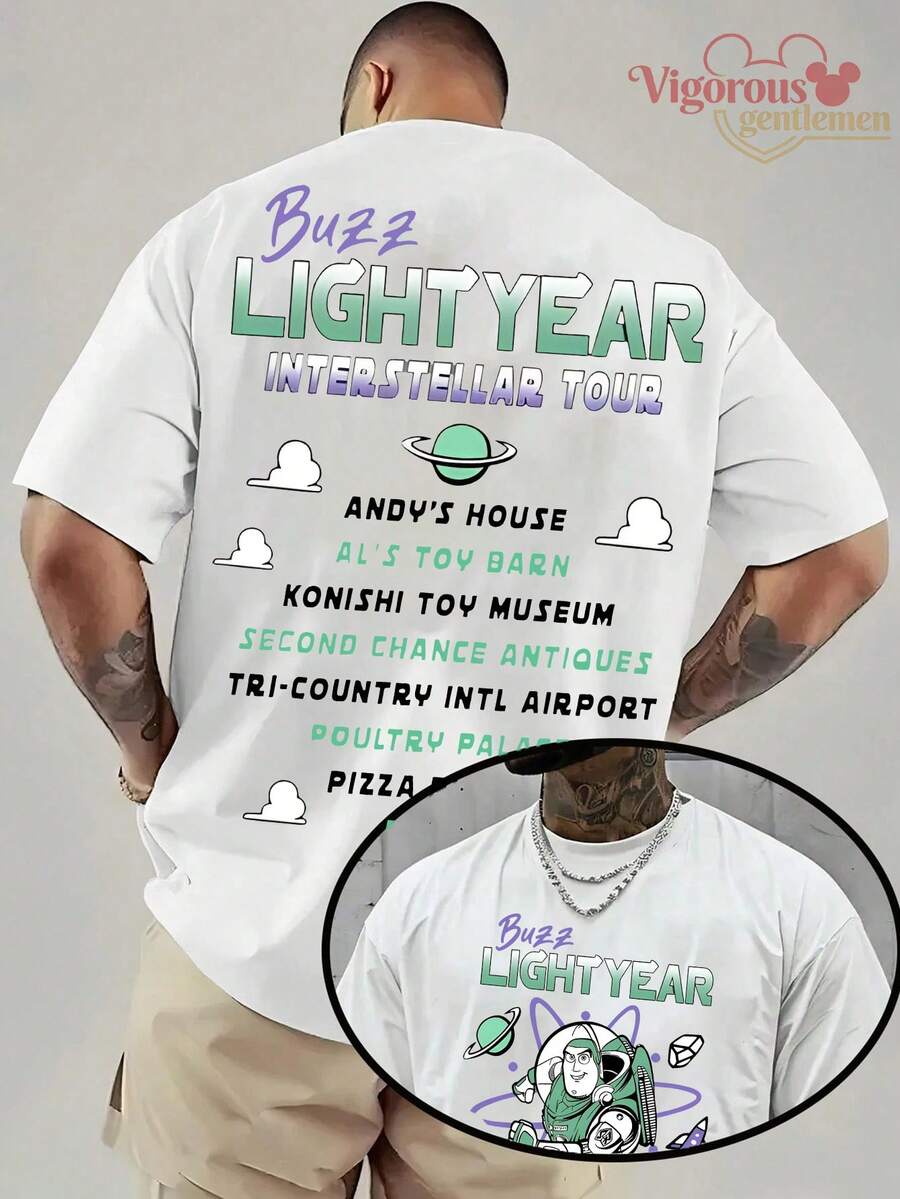 Disney Toy Story Buzz Lightyear Interstellar Tour T-Shirt, Unisex Summer Tee - trắng - Xem 1