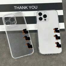 1pc Dachshund Dog Pattern Transparent Space Case Full Coverage TPU Phone Protective Cover - Multicolor - View 5