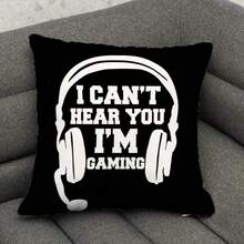 1pc Game Controller Style Throw Pillow Cover, Soft Plush Plush Square Cushion Cover For Gamers, Hidden Zipper, Comfortable And Soft, For Gaming Room, Sofa, Car, Bedroom, Party Decor, 45X45cm, Cover Only, Single-Sided Pattern - Black - View 7