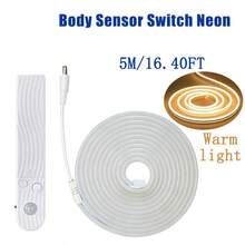 DC電池盒感應式LED燈條,人體感應LED燈條,長度3.28英尺/1米至16.4英尺/5米,電池供電或USB插電(不含電池),暖色柔和亮光,適用於樓梯、衣櫃、書房和臥室 - 暖白光 - 查看 13