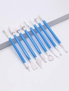 8 dụng cụ điêu khắc đất sét xanh, dao tạo hình bằng nhựa - Màu xanh lam - Xem 5