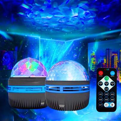 Paquete de 2: Lámpara Aurora Dimension / Proyector Aurora - Proyector 2 en 1 de Auroras Boreales y Olas Oceánicas (Estilo Océano)