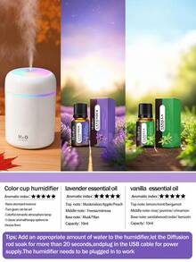 300ml USB Powered Colorful LED Light Humidifier, Suitable For Home, Office, Car, Multiple Colors Available, Daily Humidification, Prevent Dryness, Car Accessories, Electric Aroma Diffuser, Car Air Freshener - Cylinder - View 15