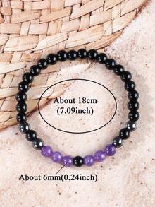 Bracelet en cristal de tourmaline noire de 6 mm, absorbe l'énergie négative, représente la force, l'équilibre et la résilience. Bijou de guérison, de yoga et de méditation en améthyste, cadeau pour elle/lui - Multicolore - Voir 4