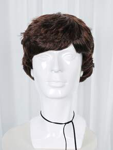 Men's Wave Curly Cosplay Wig Natural Layered Synthetic Wig, Suitable For Daily Party Clothing, Available In Black, Brown, Gold, And Grey, Realistic Appearance - Multicolor - View 16