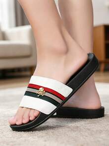 Plus Size 39-47 Men's Summer Slippers, Outdoor Comfortable Casual Shoes, Lightweight Non-Slip Home Slippers, Durable Breathable Men's Sandals For Outdoor Daily Wear, Beach Flip Flops - White 217 - View 3