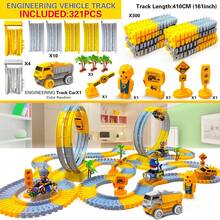 Coche de juguete de pista Flexible mágico eléctrico para niños, coche de ingeniería, juguetes educativos para niños, tren, juguetes para niños, regalo de cumpleaños - 2 coches-GC - Ver 10