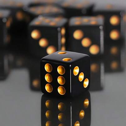 6pcs Black & Gold D6 Dice, Numbers 1-6, Classic Design, Acrylic Tabletop Game Accessories, Family Entertainment, Party Gifts, Durable Dice, War Game Dice, Game Dice, Battle Cry Dice, Card Or Dice Games, Dice, Board Games, Oversized Dice, Games, Unique Dice, Home Entertainment Activities, Essential Board Game Accessories, Acrylic Dice, Black & Gold Dice, Minimalist Game Aesthetics, Durable Acrylic Material