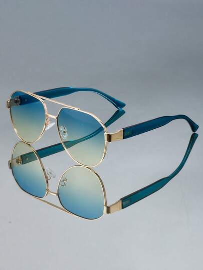 New Retro Double-Bridge Metal Unisex Fashion Glasses, Suitable For Street Style, Runway, Travel, Casual Daily Wear, Parties, Meetings, And Unique Personalized