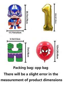 BUTTBILL SpongeBob SquarePants 26pcs Avengers Theme Party Supplies, Foil Print Latex Balloons, Birthday Banner Set, Birthday Party Decorations - Multicolor - View 3