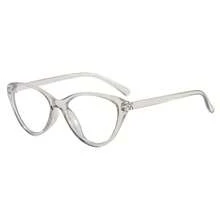 1 Pair Women's Gray Cat Eye TR Frame Fashion Solid Color Minimalist Versatile Clear Lens Glasses - Clear - View 2