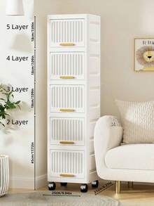 Tủ đựng đồ nhà tắm cao, mỏng, có cửa và kệ, 4 tầng, kiểu dáng hẹp, có thể di chuyển, đứng độc lập, phù hợp cho không gian nhỏ, nhà bếp, phòng khách, màu trắng. - Nhiều màu - Xem 5