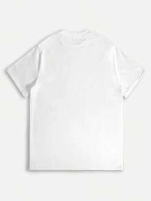 Women's One-Size-Fits-All Short-Sleeved T-Shirt With A Round Neck And Medium-Stretch Fabric - Machine Washable Fit Suitable For All Seasons, Casual Blouse, Minimalist Plain Base For Layering Or Wearing Alone, Non-Round Neckline, 2D Flat - 白色 - 查看 2