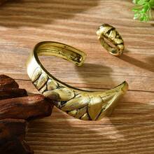 2pcs Vintage Personalized Exaggerated Chic High-End Party Style Bracelet & Ring Jewelry Set - Multicolor - View 4