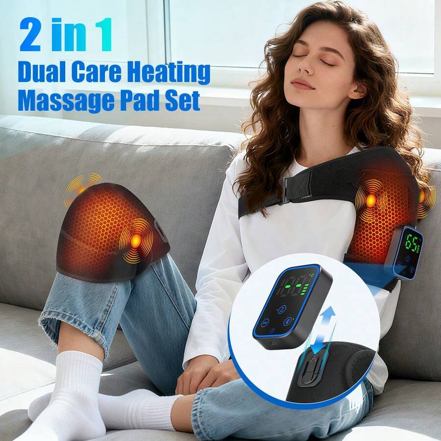 APP Control Graphene Heating Shoulder Pad 7 Temp 3 Massage Modes LCD Display Large Battery Festival Gift