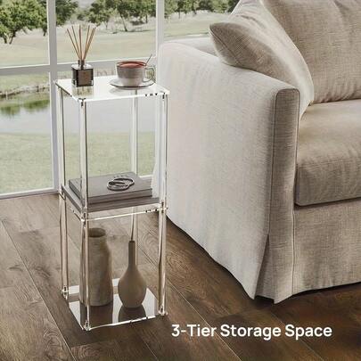 Bàn trà acrylic, phù hợp với không gian nhỏ, bàn phụ/bàn cà phê trong suốt, thích hợp cho phòng khách và sofa, dễ lắp ráp, thiết kế hiện đại.