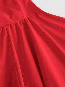 Vestido corto de tirantes para mujer, color beige cálido, diseño de lazadas en los hombros, espalda descubierta con cordones, falda acampanada, estilo romántico y favorecedor, ideal para citas, fiestas, vacaciones y salidas de tarde en primavera-verano - Rojo 2 - Ver 4