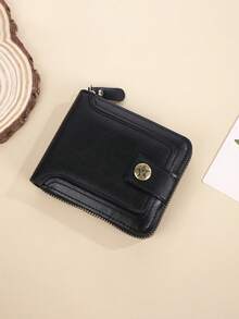1pc Men's Fashion Tree Pattern Zipper Buckle, PU Credit Card Holder, Small Zipper Coin Storage Zipper Button Closure Business Wallet, Ideal Gift For Men - Multicolor - View 12