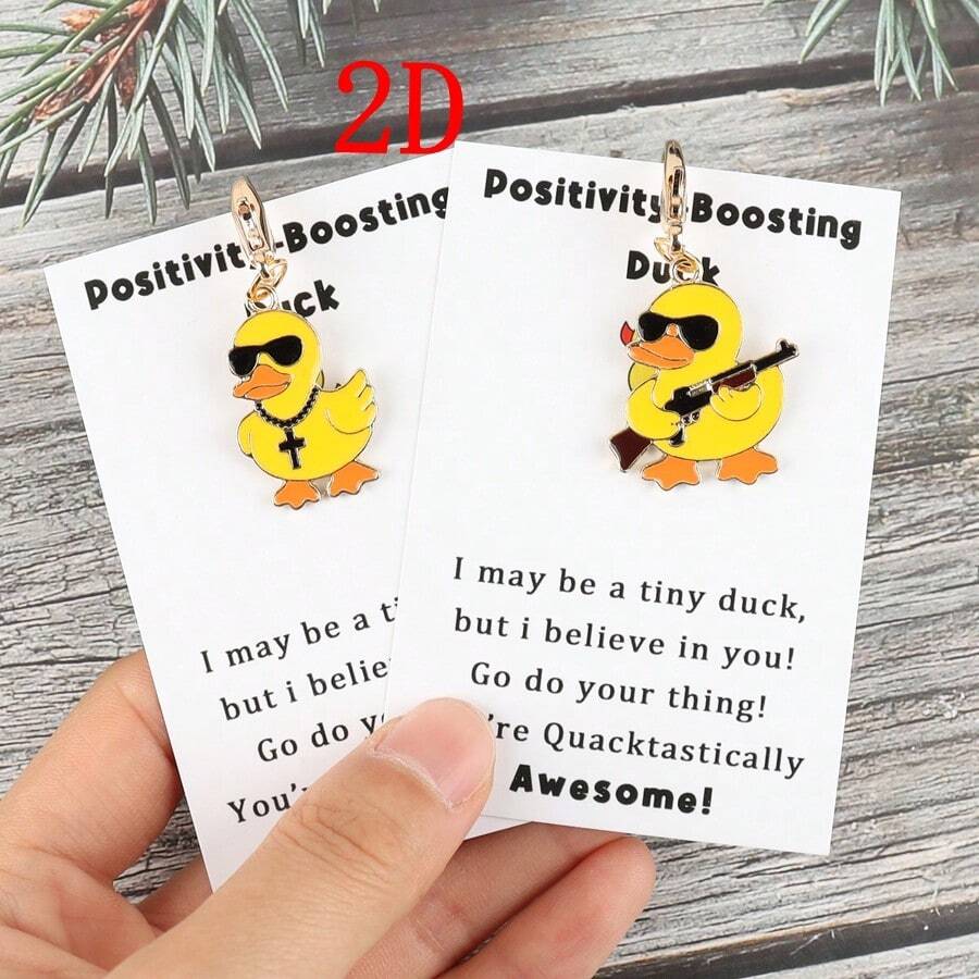 1pc/2pcs Creative & Funny Duck Keychain - "You're Awesome!" Perfect Lucky Duck Charm, Novelty Gift For Friends, Daily Sharing, Birthday, Graduation, Travel Souvenir - Multicolor - View 1