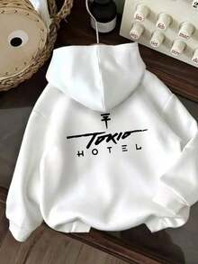 Moda Masculina Explosiva Mangas CortasTokio Hotel Women'S Hooded Sweatshirt - Oversized Pullover With Band Logo Print, Cozy Fall/Winter Casual Sweater For Concerts  Comfy Daily Hoodie - trắng - Xem 6