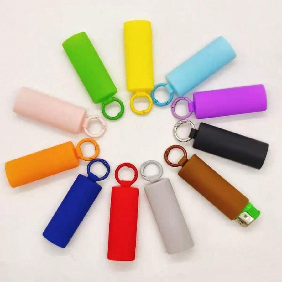 1pc/3pcs Silicone Lighter Holder Keychain, Portable Mini Lighter Protective Case Anti-Lost Anti-Slip Lighter Keyring, Colorful Soft Silicone Waterproof Outdoor Daily Carry Accessory, Suitable For BIC J6 Full Size Lighters - Fashionable Durable Scratch-Resistant Lighter Case, Windproof Minimalist Vintage Durable J6, Unisex Lighter Keychain Accessory - Multiple Styles - View 1