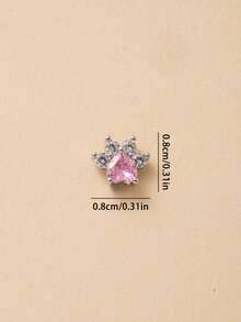 1 chiếc khuyên mũi hình dấu chân mèo dễ thương đính đá Cubic Zirconia, khuyên mũi pha lê màu hồng, trang sức xỏ khuyên bằng đồng dành cho nữ, khuyên mũi in hình dấu chân lấp lánh. - Bạc - Xem 5