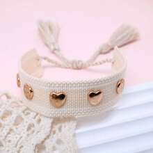 1pc Rivet Heart Bohemian Bracelet - Beige - View 7