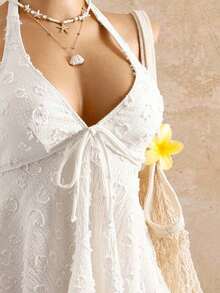 2026 Bellisia Women's Elegant Polka Dot Print Dress, Textured Fabric, Relaxed Vacation Camisole, Yellow Tankini Bikini Beach Outfit. Women's Beach Set For Summer 2026, Graduation Season, Wedding, Back To School, Easter. Cute Casual Summer Camisole With Knit Texture, Ruffle Details, In A Sweet, Romantic, And Country Style. - 藍色 - 查看 6