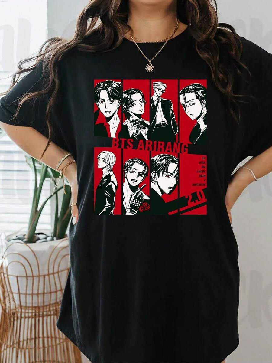 Hooligan Tour Shirt, Arirang 2026 Graphic Tee - Black - View 1