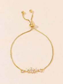 Cubic Zirconia Decor Bracelet - Silver - View 6