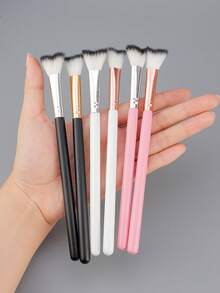 1pc New Curved Lash Brush, Soft Bristle Eyelash Extension Care Cleaning Makeup Remover Brush Tool - Multicolor - View 3