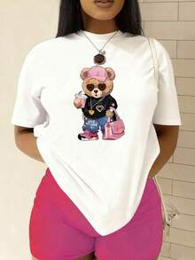 100% Women's Short Sleeve T-Shirt - Soft Retro Style Casual Top With Round Neck And Short Sleeves, Loose H-Line Fit And Waist, Machine Washable, Ideal For Casual Outfits And Festivals - Women's Basic T-Shirt | Exquisite Design | Loose And Comfortable | Easy To Match | - 1 - 查看 7