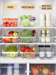 1pc/2pcs Stackable Refrigerator Organizers - Clear Plastic Storage Containers For Freezer/Fridge, Airtight Drawer Bins With Handles - Perfect For Vegetables, Fruits, Snacks, Eggs,Tableware, Beverages, Seasonings, Pasta, Books For Desktop Organization, Soft Drinks, Cocktails, Etc Kitchen Organization,Food Storage, Spice Storage Boxes, Kitchen Utensils, Picnic Baskets, Meal Preparation, Kitchen Accessories, Home Decorations. - Multicolor - View 6
