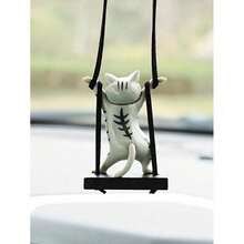 Spring Accessories Swinging Dancing Cat Car Hanging Ornament, Lovely Rearview Mirror Decoration For Vehicle Interior, Cute Goth Y2k Aesthetic Car Accessories, Sweet Heartwarming Gift For Birthday Anniversary Graduation Back To School Holiday Celebrations, Ideal Surprise Present For Car Owners Boyfriend Girlfriend Wife Mom Dad Friends Colleagues, Versatile Decorative Charm Also Used As Bag Charm Keychain Pendant Hanging Ornament, Adorable Dynamic Dancing Cat Design Adding Lovely Atmosphere To Car Interior, Premium Durable Material  For Daily Use In All Seasons, Perfect Decor For Sedan SUV Truck RV Vehicle Decoration, Fashionable Cute Style Enhancing Interior Aesthetic Suitable For Home Wall Window Hanging, All-Match Decorative Ornament Ideal For Various Gift Giving Occasions For Women Men Girls Boys - Grey - View 5