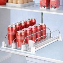 Drink Organizer For Fridge,Self Pushing Fridge Drink Organizer,Automatic Drink Dispenser For Fridge-Holds Up To 15 Cans, 14.96inch, White - View 3