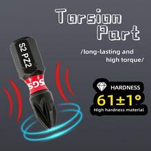 Bộ 20/30 mũi vít thép S2 PZ2, kích thước 1" - 25mm, chuôi lục giác, màu đen, đỏ, trắng, kèm hộp đựng, không cần lắp ráp. - B-đen - Xem 6