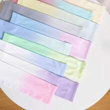 Ice Sleeves Sunscreen UV Protection Gradual Change Color Ice Silk Sleeves Men's And Women's Same Arm Sleeves Ice Sleeves Women's Sunscreen Sleeves - 白色粉紅色 - 查看 2