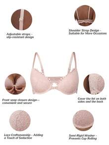 Women's Front Closure Lift-Up Bra - Anti-Sagging Sexy - Shaping Comfortable - Pink - View 11