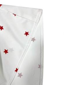 Plus Size Women's Bohemian Lantern Sleeve Blouse, Star Print Top With Tassel Decor (Random Print) White Spring - White - View 7