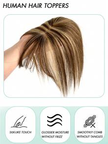 Tóc mái kẹp giả bằng tóc thật, màu nâu sô cô la đến vàng caramel, phiên bản nâng cấp mới, dành cho nữ, che phủ tóc bạc, tăng độ dày, nhẹ và liền mạch, đế bằng lụa, tóc nối kẹp. - S4/27 - Xem 6