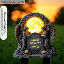 2D Flat, 1pc Memorial Garden Stake With Pointed Top, "Until We Meet Again" Angel Gravestone Marker, Durable Acrylic Gravesite, Lawn & Flowerbed Decor, In Loving Memory - C - View 6