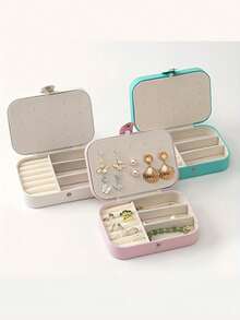 Portable Jewelry Storage Box, Featuring Anti-Oxidation Technology, Dual-Layer Design With Earring Hooks, Necklace Compartment And Ring Slots, Multi-Layer Storage Space For Earrings, Rings, Necklaces, Fashionable Storage Solution For Frequent Travelers, Ideal Mother's Day Gift, Jewelry Box Decor For Room, Wedding, Home Use - Multicolor - View 11