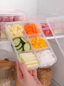 1/5pcs Food Storage Containers - 6 Compartment Reusable Bento Box, Suitable For Home, School, Work And Travel, Can Be Used As Food Container, Snack Container, Adult Portion Control Lunch Box, Fruit Tray - Multicolor - View 4