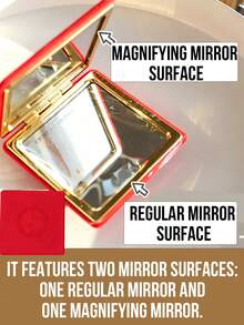 Giorgio Armani Red Folding Makeup Mirror, Portable Pocket Mirror With Magnifier, Luxury Red Shell With Embossed Logo And Gold Trim, Sturdy Hinge, Lightweight And Compact Design, Suitable For Handbag, Makeup Touch-Ups, Travel, Office And Nightlife, Durable And Easy To Carry, A Fashionable Daily Accessory And Perfect Small Gift For Makeup Enthusiasts, Friends And Family - Red - View 3