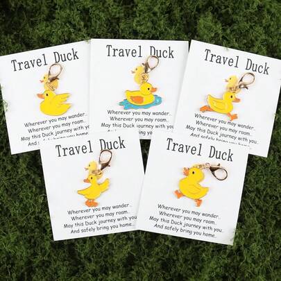 1pc/5pcs Cute Travel Duck Keychain - For Men & Women - Backpack Pendant, Pocket Hug - Made Of Durable Metal - Perfect Birthday & Graduation Gift For Him/Her