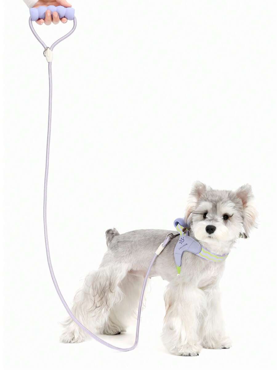 （2件套）小型犬海绵手柄胸背带和牵引绳套装，可调节柔软网眼背心式犬用胸背带，配有柔软手柄和透气网眼衬垫，反光轻便牵引绳，户外散步两件套