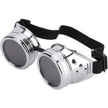 Goggles Steampunk Vintage Victoriano, Gafas Cosplay Goth Rústicas para Mujer - plata vintage - Ver 5